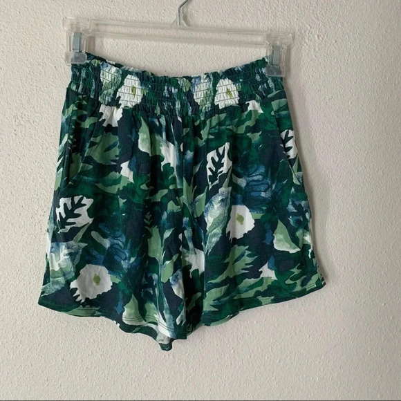 T4T green blue floral print loose flowy high rise shorts S - Picture 1 of 4